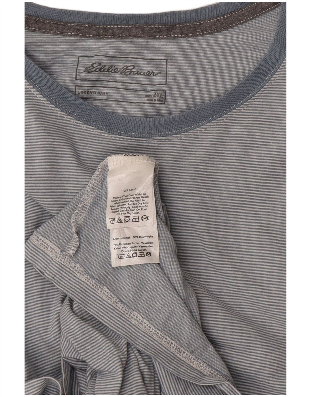 T-shirt da uomo Eddie Bauer Top 2XL cotone gessato grigio