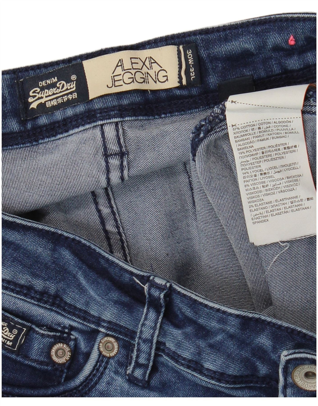 Jeans skinny Jegging Alexia da donna SUPERDRY W30 L32 cotone blu