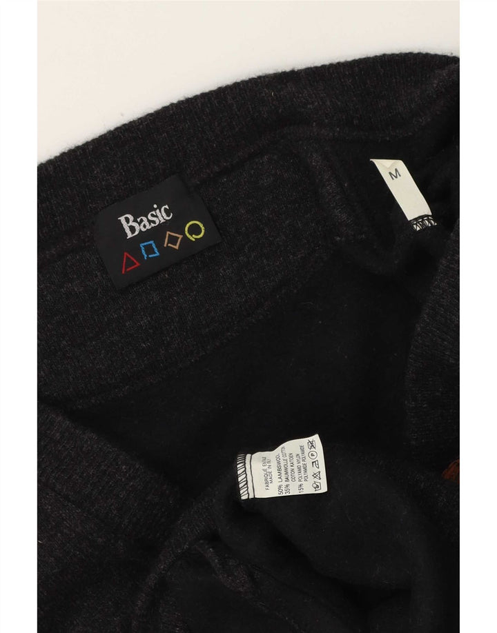 Maglione cardigan ampio da uomo basic in lana d'agnello grigio medio