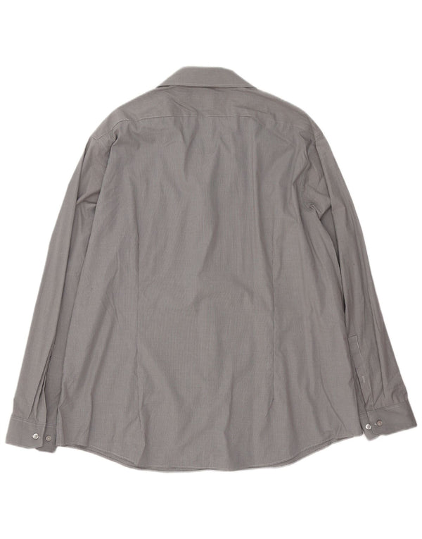 Camicia Dkny da uomo slim fit taglia 18 2XL cotone a quadri grigio