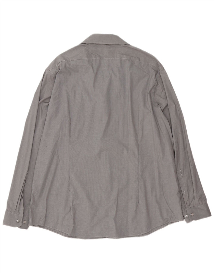Camicia Dkny da uomo slim fit taglia 18 2XL cotone a quadri grigio