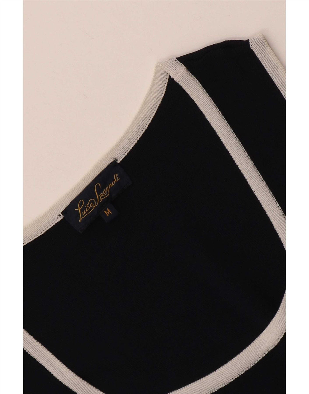 Luisa Spagnoli abito a trapezio senza maniche da donna UK 12 medio blu navy