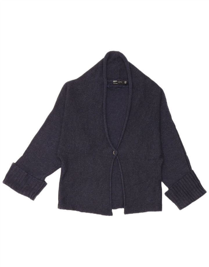 Maglione cardigan da donna Zara UK 14 Acrilico blu navy medio