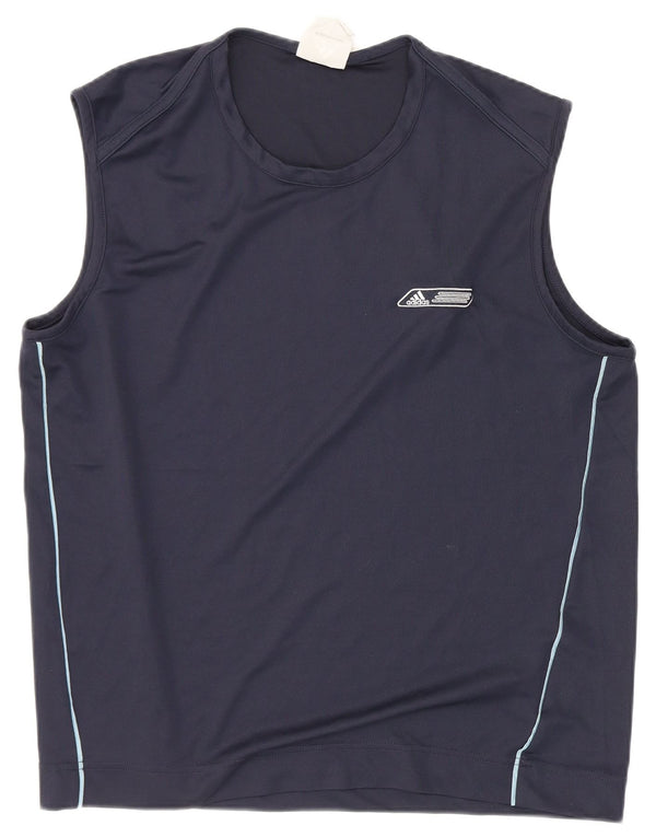 Canotta Adidas da uomo grande in poliestere blu navy