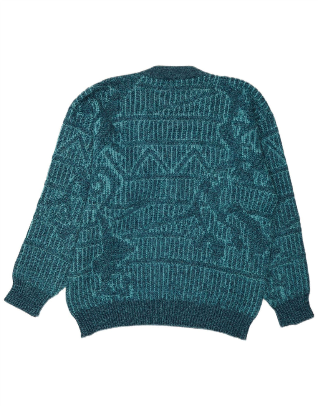Maglione Ferrari da uomo con scollo a V e motivo astratto blu medio geometrico