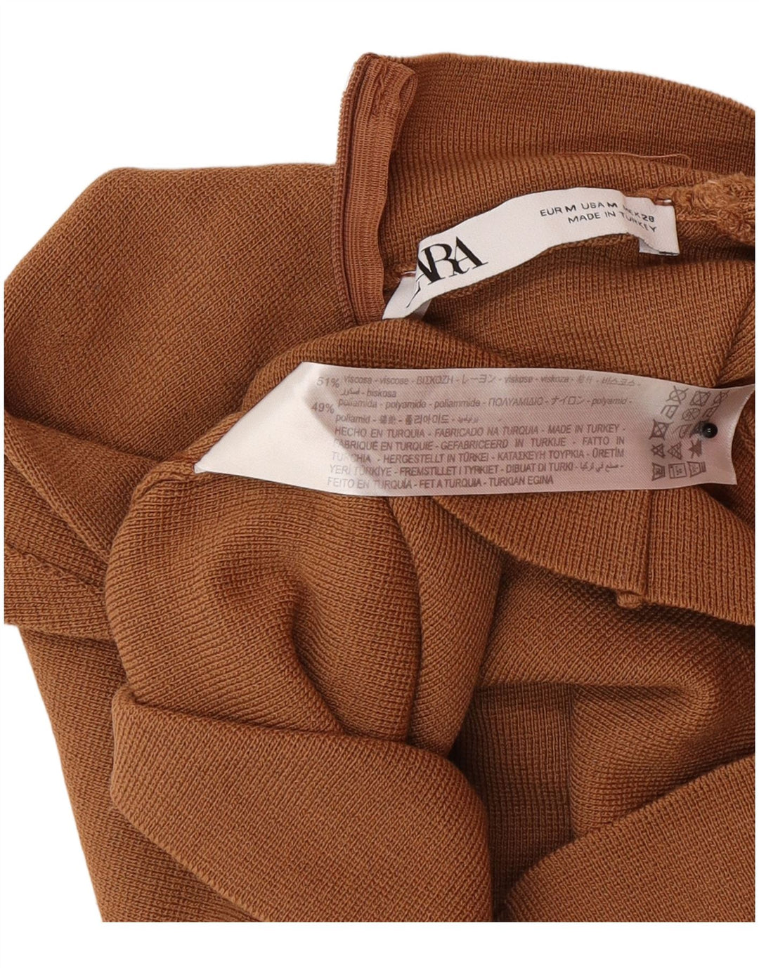 Top corto senza maniche da donna Zara UK 12 Poliammide marrone medio