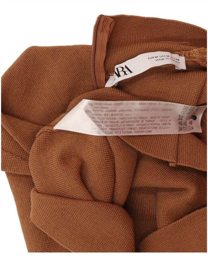 Top corto senza maniche da donna Zara UK 12 Poliammide marrone medio