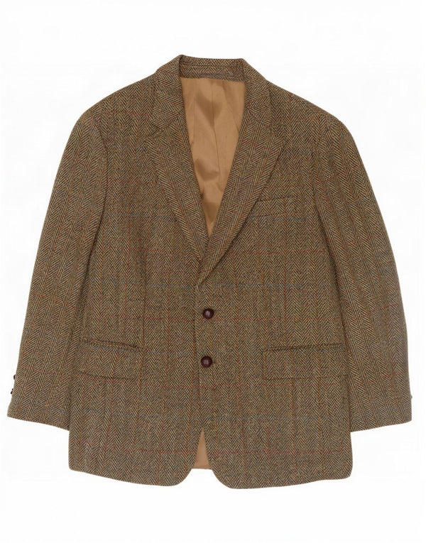 Giacca blazer corta da uomo Harris Tweed EU 48 Medium Khaki Herringbone