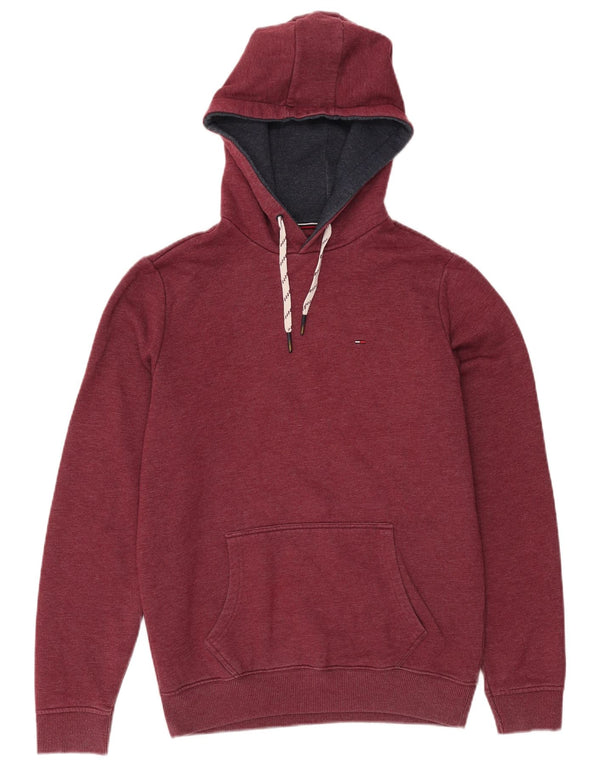 Maglione con cappuccio da uomo Tommy Hilfiger in cotone bordeaux medio