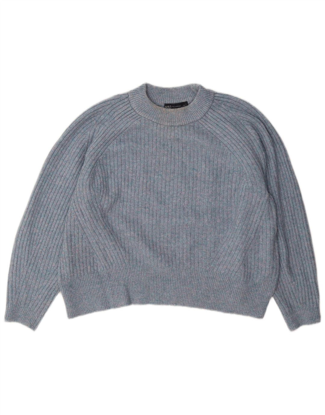 Maglione maglione a collo alto da donna Marks & Spencer UK 14 grande blu screziato