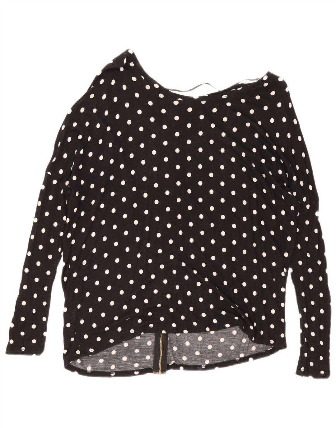 Top cardigan oversize da donna Zara UK 10 piccolo in viscosa nera a pois