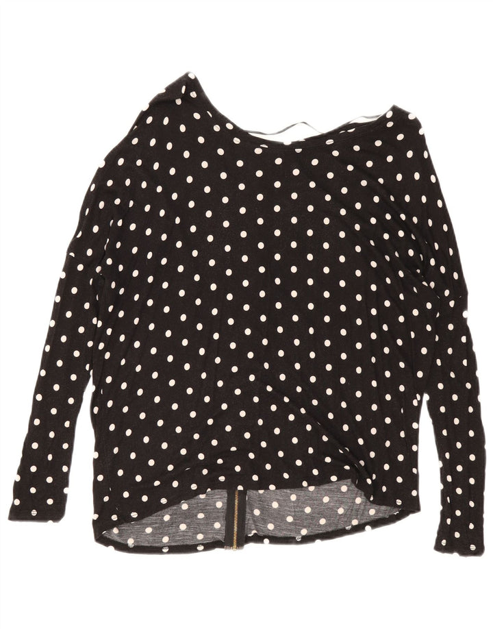 Top cardigan oversize da donna Zara UK 10 piccolo in viscosa nera a pois