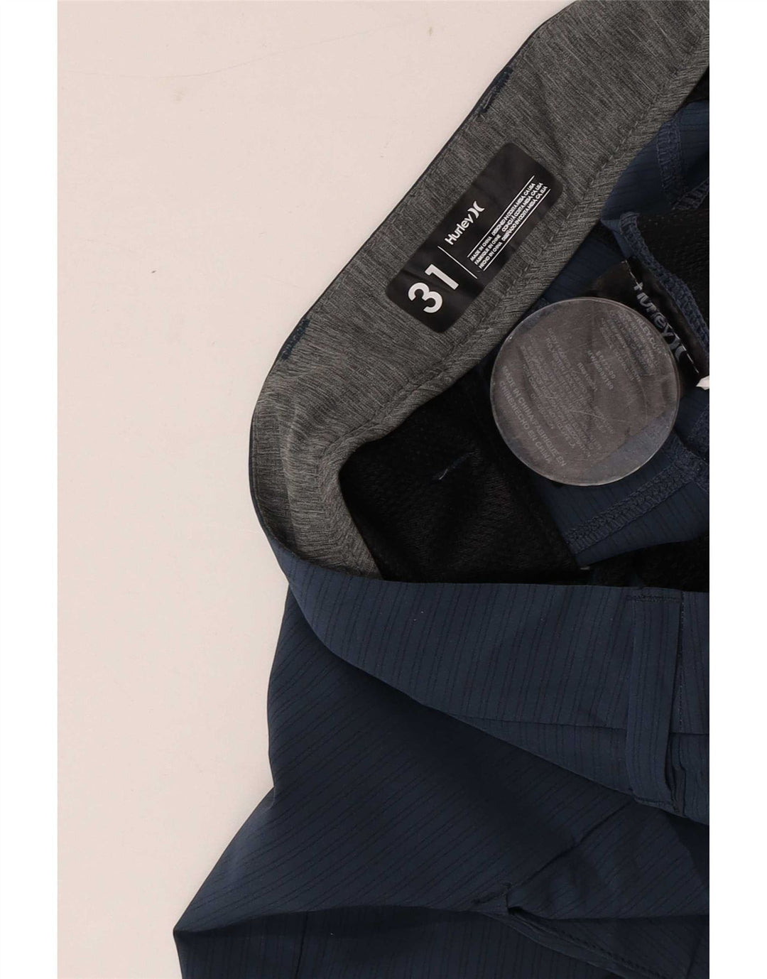 Pantaloncini chino da uomo Hurley medi W31 poliestere a righe blu navy