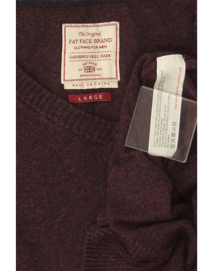 Maglione da uomo con scollo a V Fat Face, grande cotone viola