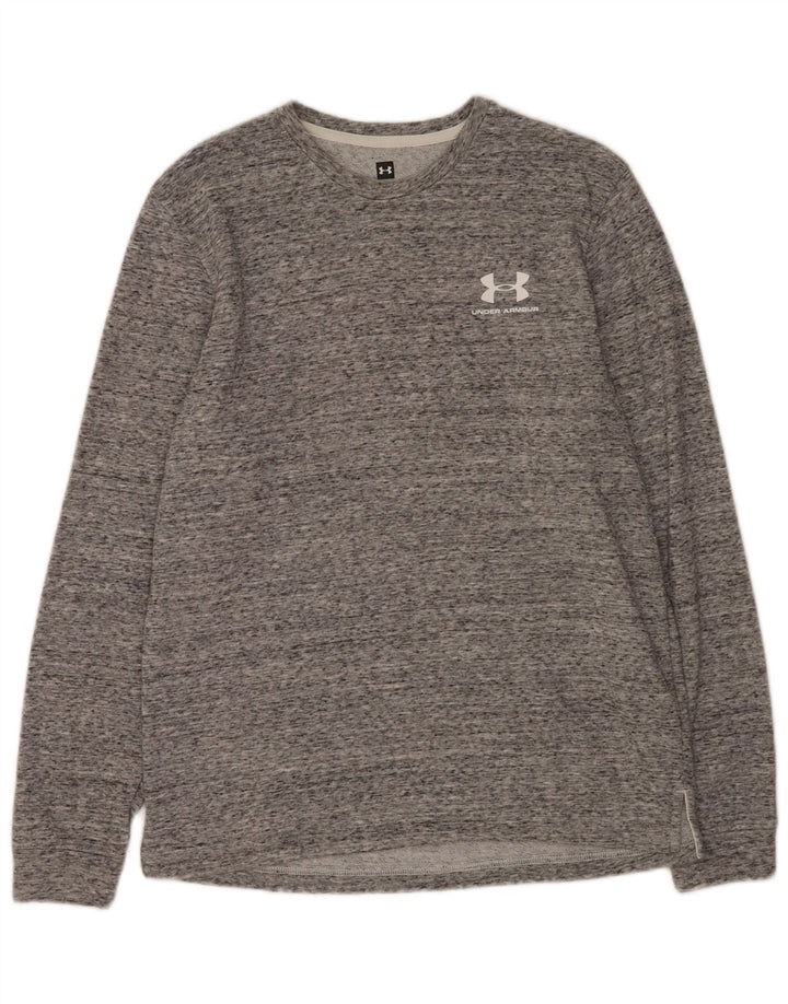 Felpa con grafica da uomo Under Armour, maglione in cotone chiazzato grigio medio
