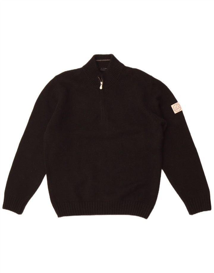 Murphy & Nye Maglione da uomo con zip sul collo e maglione in lana nera media