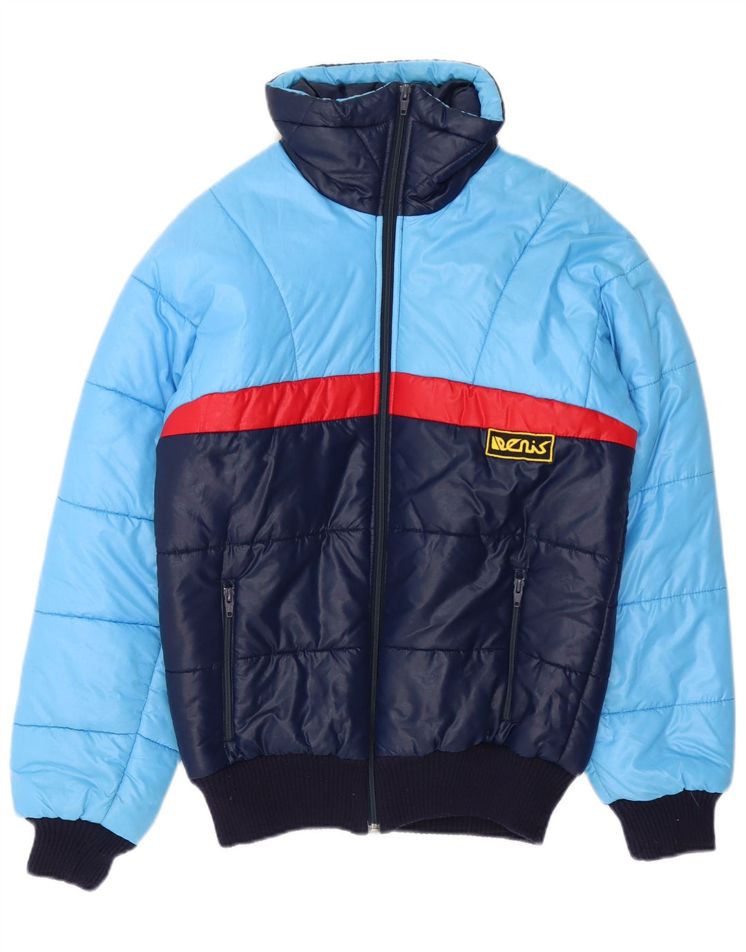 Giubbotto Imbottito Uomo VINTAGE IT 46 Small Blu Colourblock Poliammide