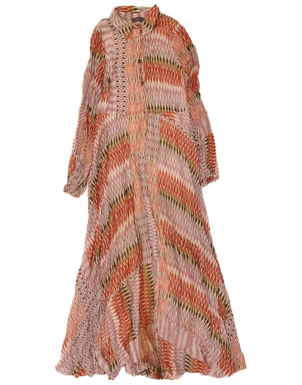 Abito lungo da donna a maniche lunghe in VELLUTO MENTA UK 12 Ikat medio multicolore