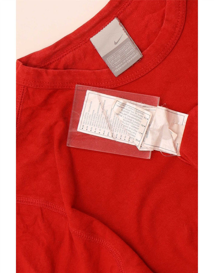 Nike Top Manica Lunga da Uomo UK 36/38 Piccolo Rosso Cotone