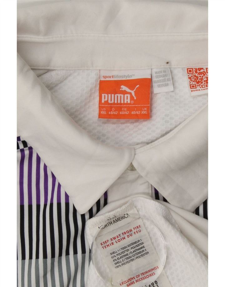 Polo PUMA da uomo 2XL poliestere gessato bianco