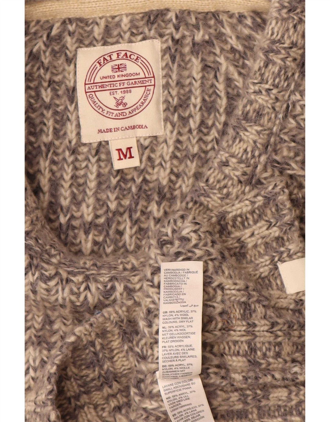 Maglione maglione girocollo da uomo Fat Face Acrilico chiazzato grigio medio