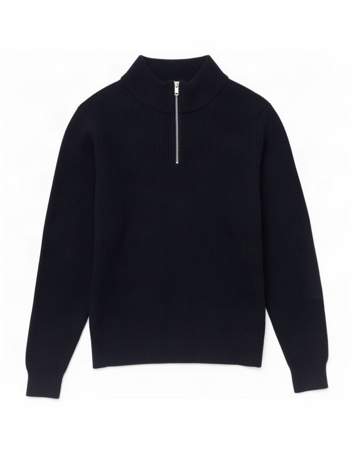 Maglione da uomo Marks & Spencer con zip e collo medio in poliestere blu navy