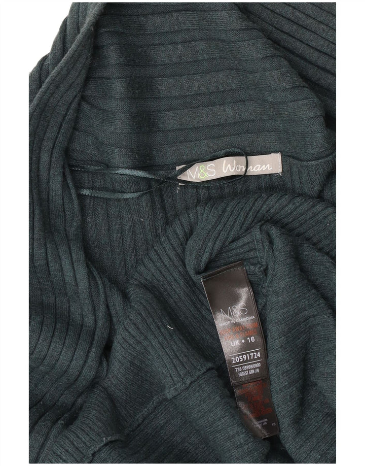 Maglione cardigan aperto asimmetrico da donna Marks & Spencer UK 16 grande verde