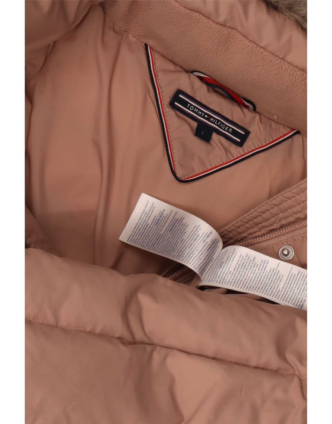 Cappotto imbottito con cappuccio da donna Tommy Hilfiger UK 14 grande poliestere rosa
