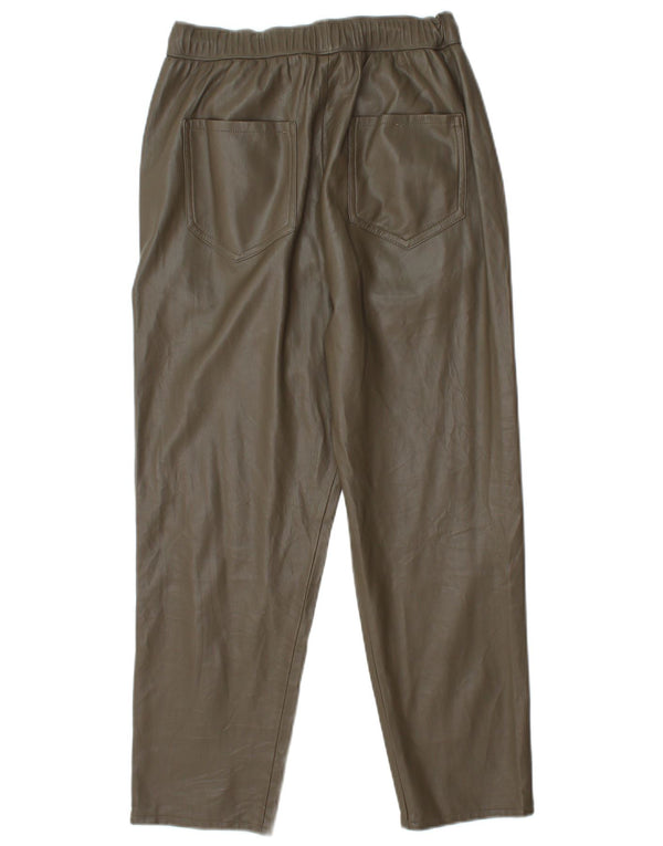 Pantaloni corti da donna in ecopelle con ancoraggi Zara XS W24 L24 poliestere verde