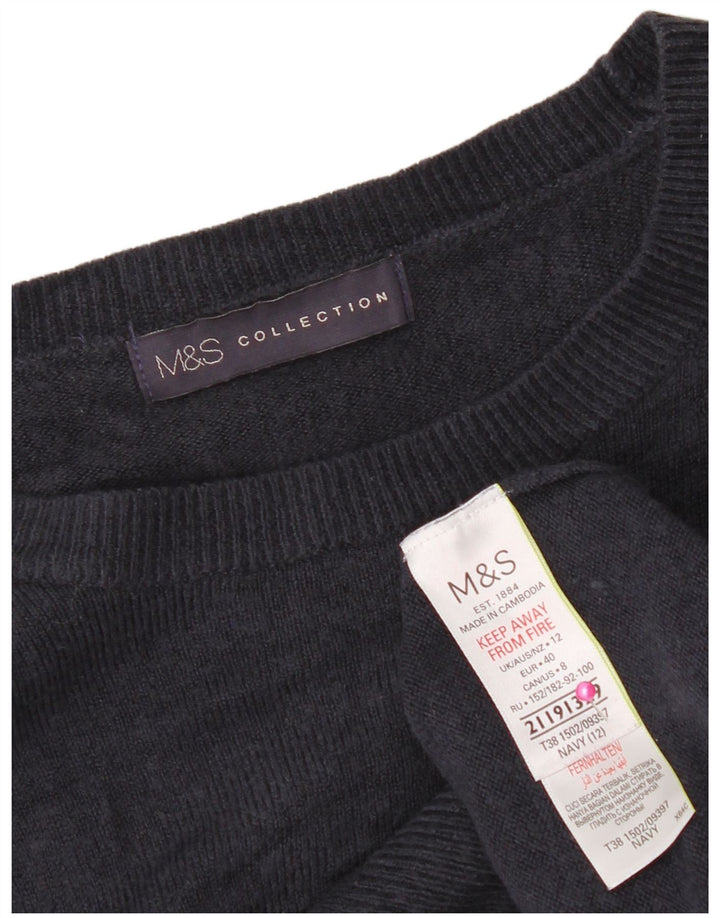 Maglione maglione con scollo a barca da donna Marks & Spencer UK 12 medio blu navy