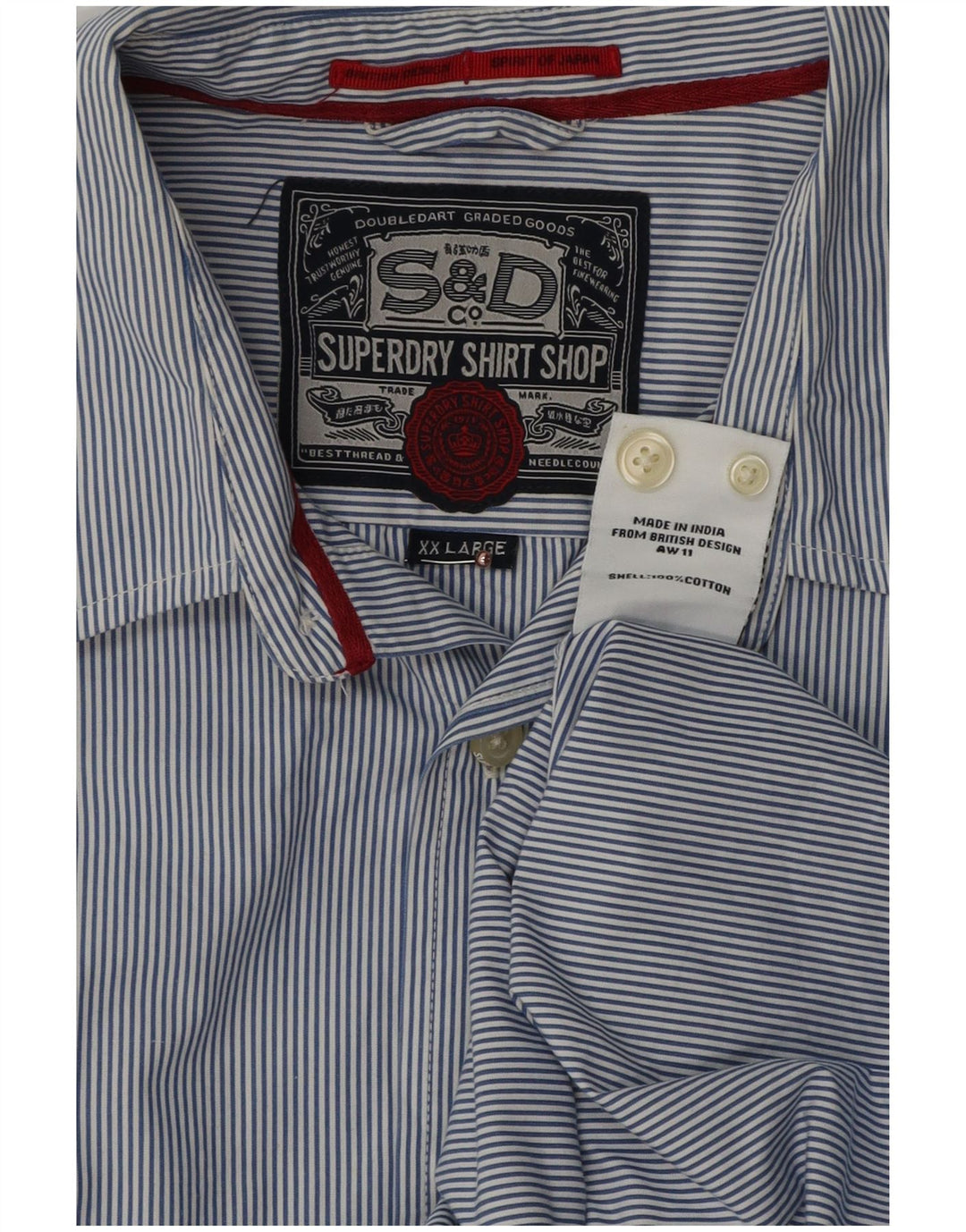 Camicia da uomo Superdry 2XL cotone gessato blu