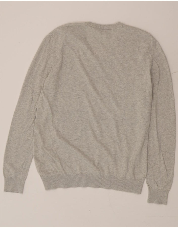 Maglione da uomo con scollo a V Lacoste taglia 5 grande cotone chiazzato grigio