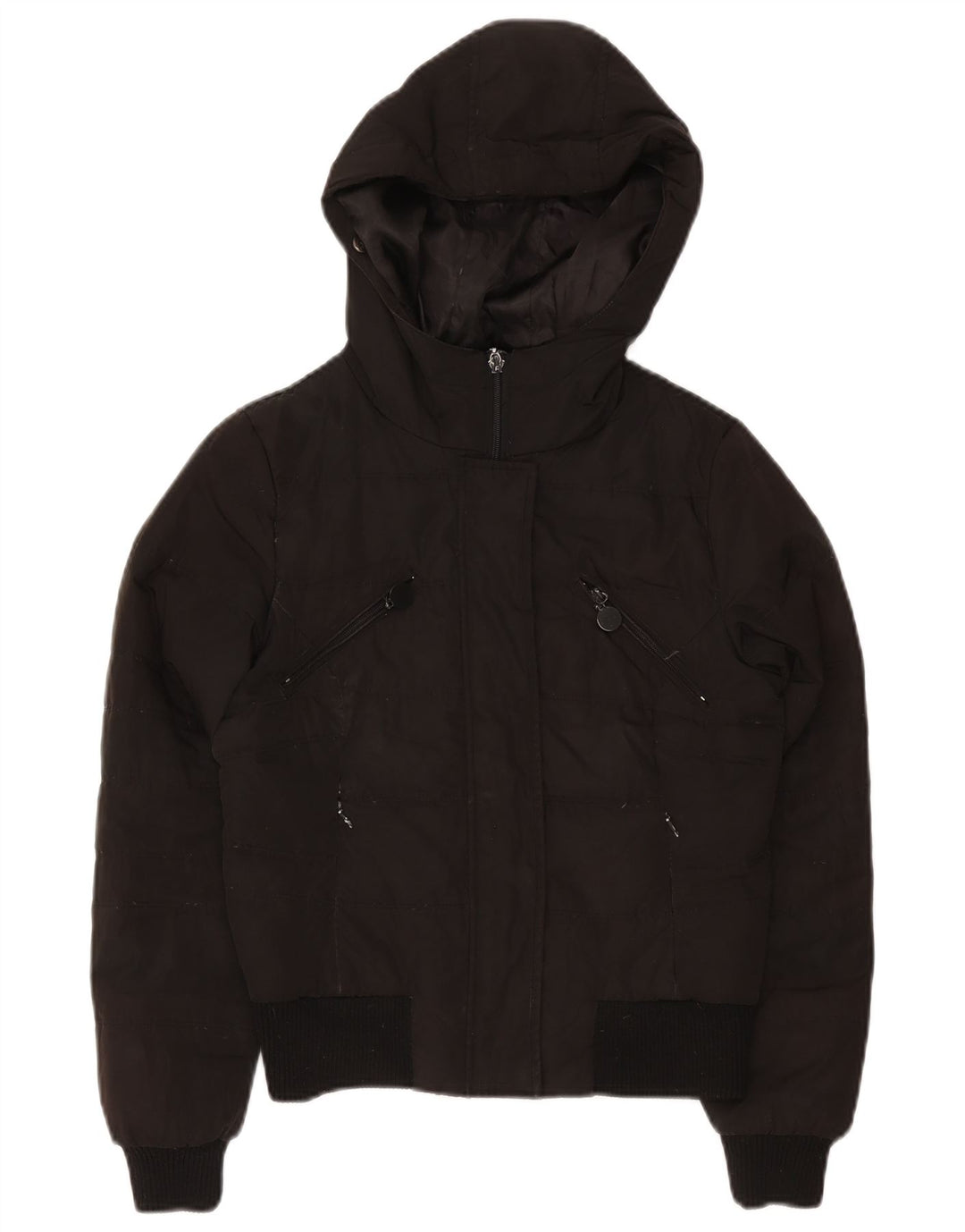 Giacca imbottita con cappuccio da donna Zara UK 10 piccola nera