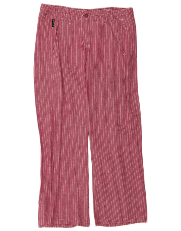 Pantaloni casual dritti da donna Armani W30 L30 Lino gessato rosa