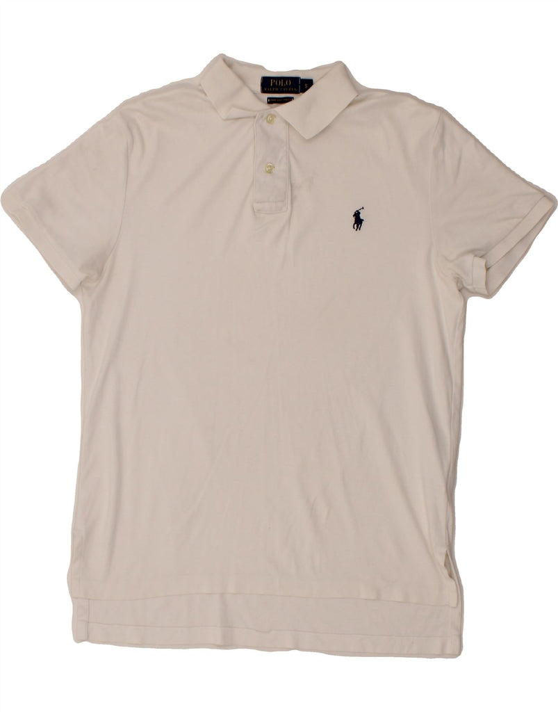 RALPH LAUREN Mens Slim Fit Polo Shirt Small White Cotton Preppy Vintage Ralph Lauren and Second-Hand Ralph Lauren from Messina Hembry 