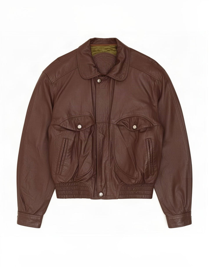 Giacca in pelle vintage da uomo UK 40 grande marrone