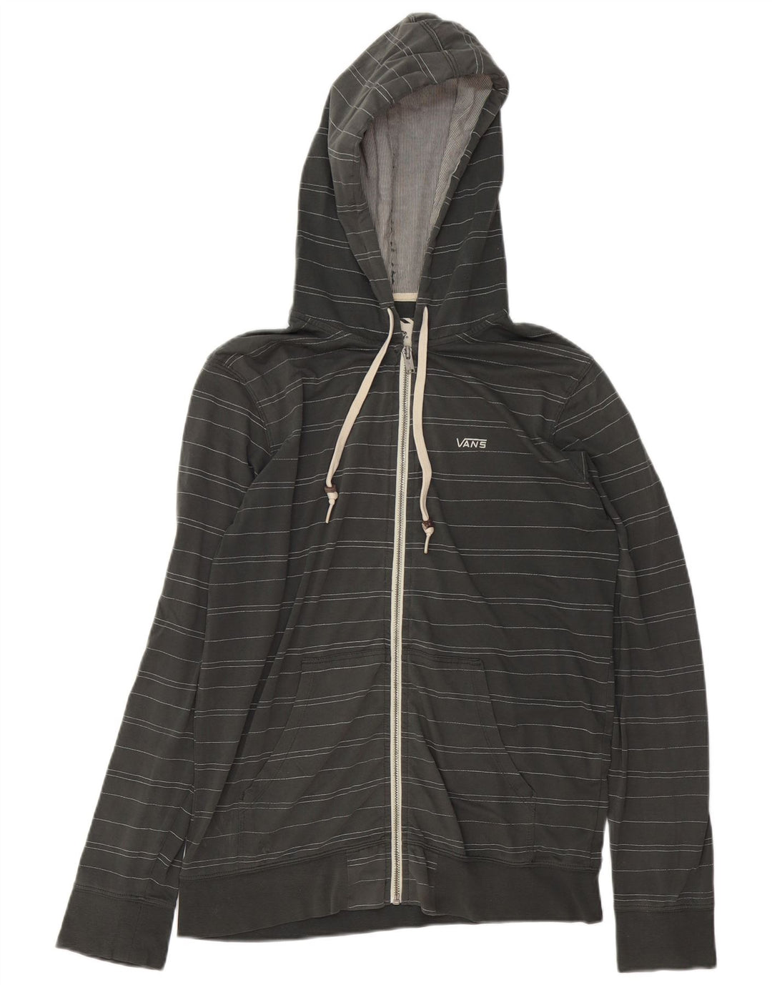 Maglione con cappuccio e zip da uomo Vans piccolo in cotone a righe grigie