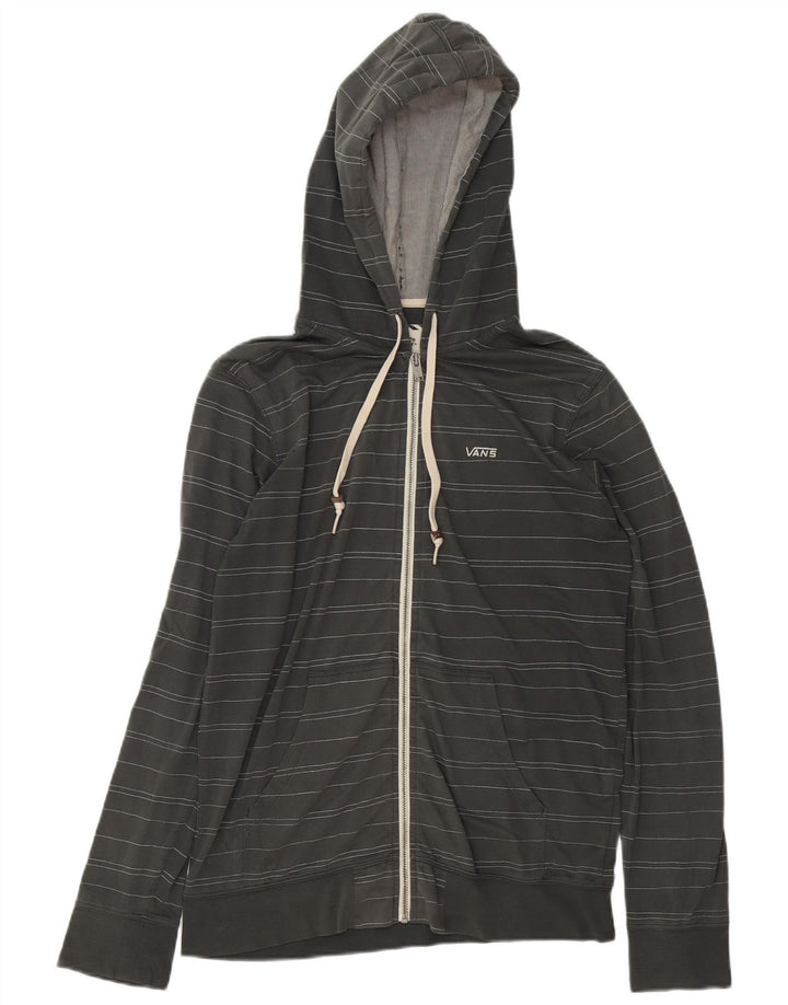Maglione con cappuccio e zip da uomo Vans piccolo in cotone a righe grigie