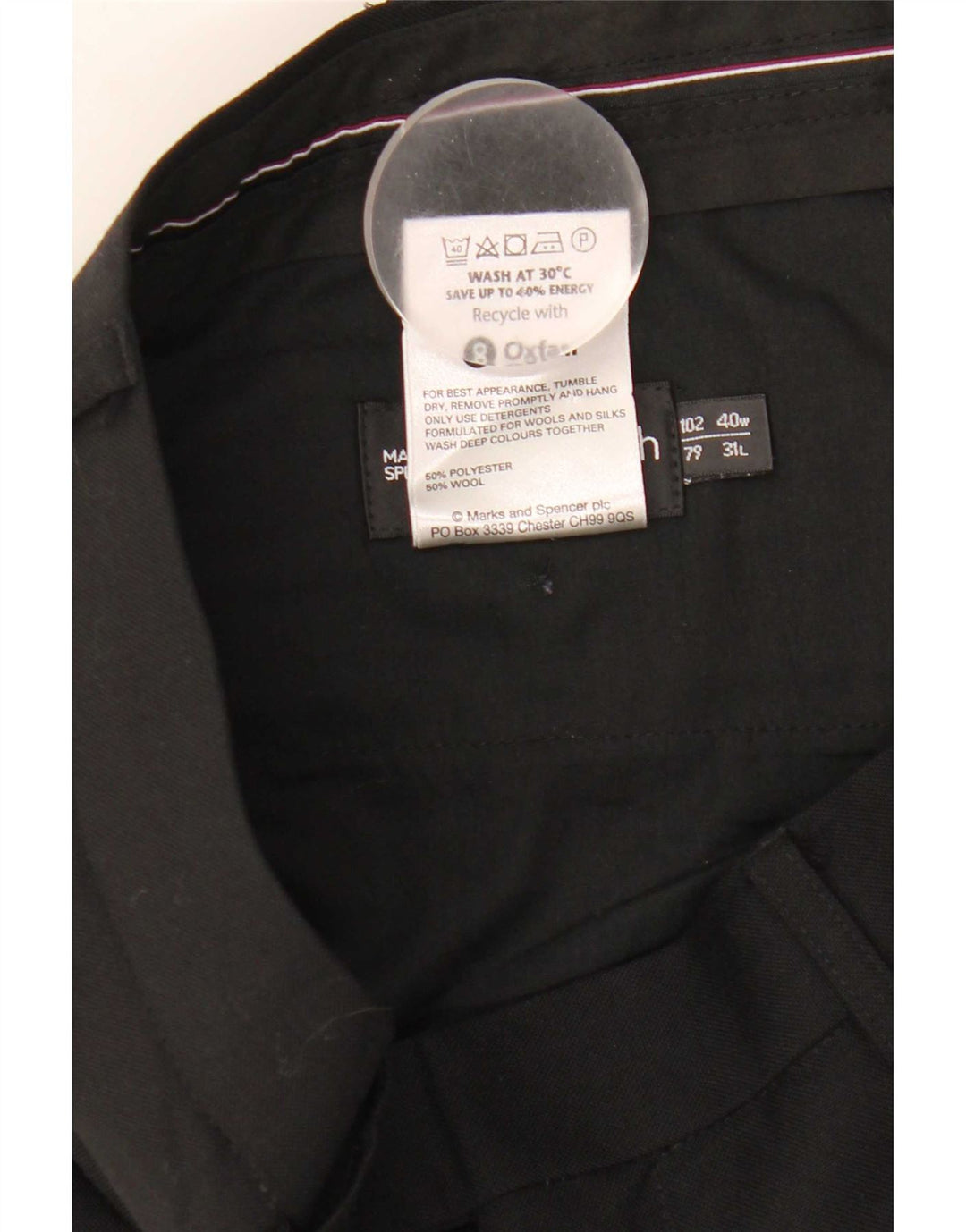 Pantaloni da abito dritti autografi da uomo Marks & Spencer W40 L31 neri