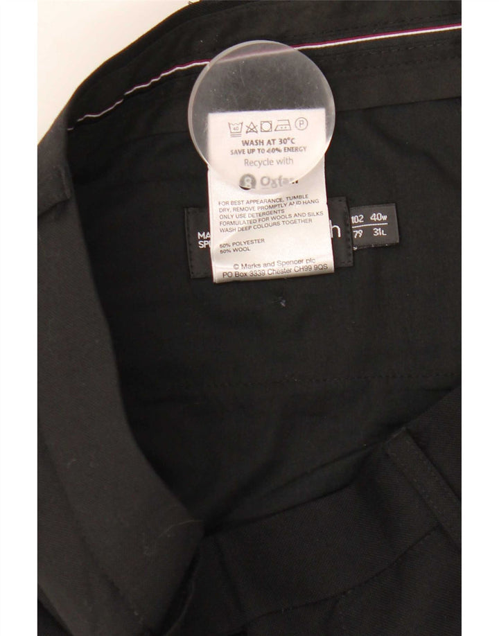 Pantaloni da abito dritti autografi da uomo Marks & Spencer W40 L31 neri