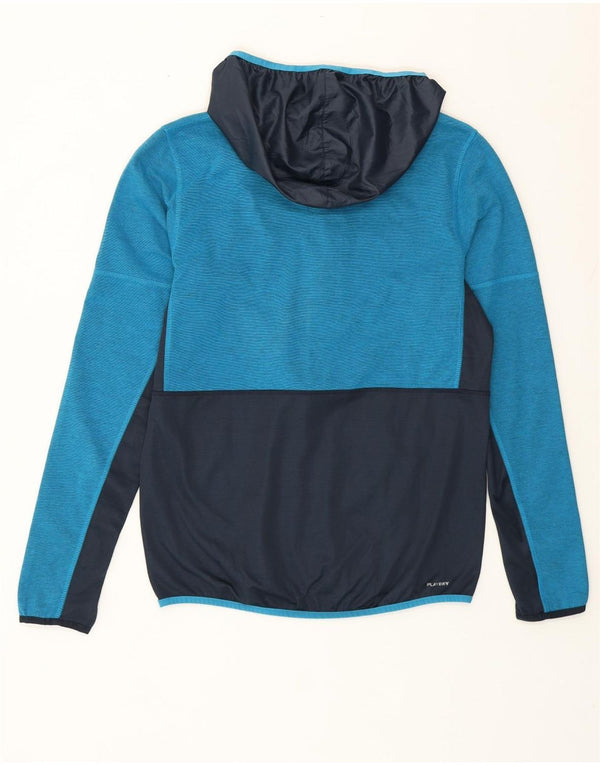 Maglione con cappuccio Reebok da uomo con zip 1/4 blu medio in poliestere