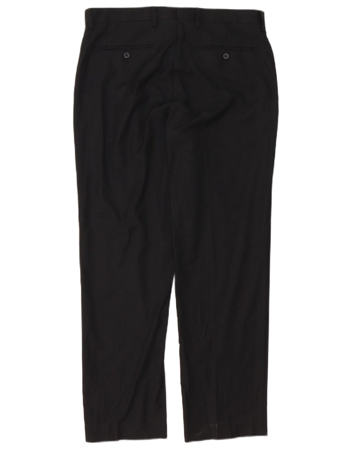 Pantaloni da abito vestibilità regolare da uomo Marks & Spencer W34 L31 poliestere nero