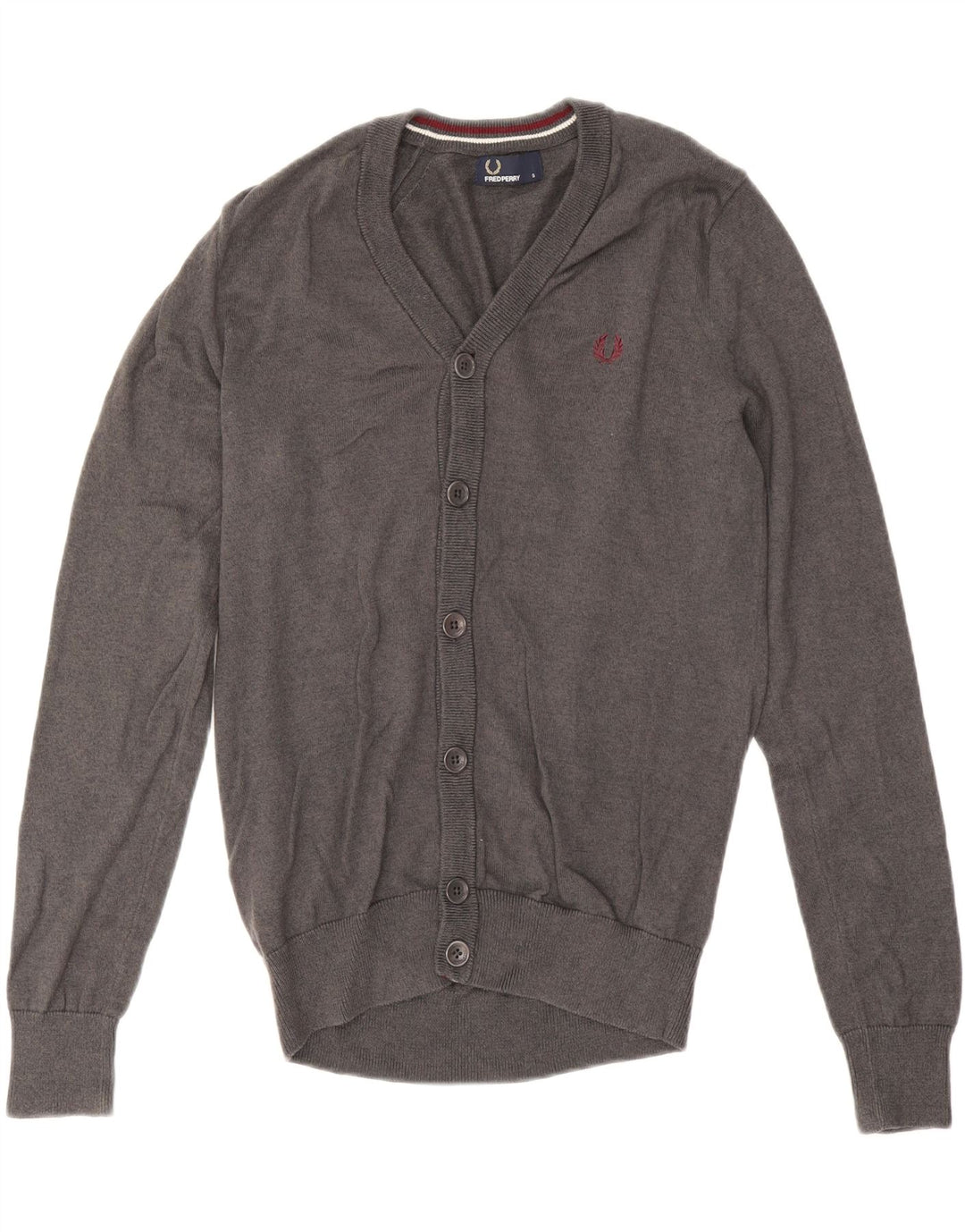 Maglione cardigan da uomo Fred Perry piccolo in lana grigia