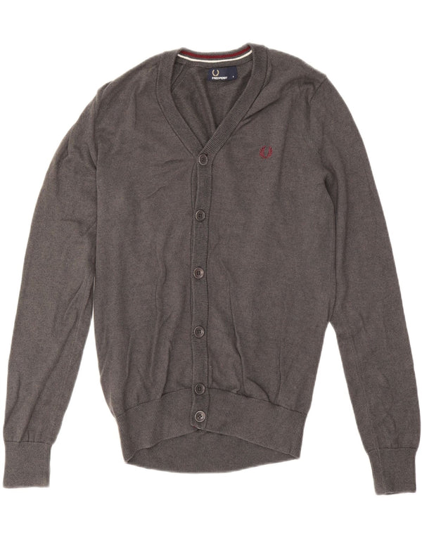 Maglione cardigan da uomo Fred Perry piccolo in lana grigia