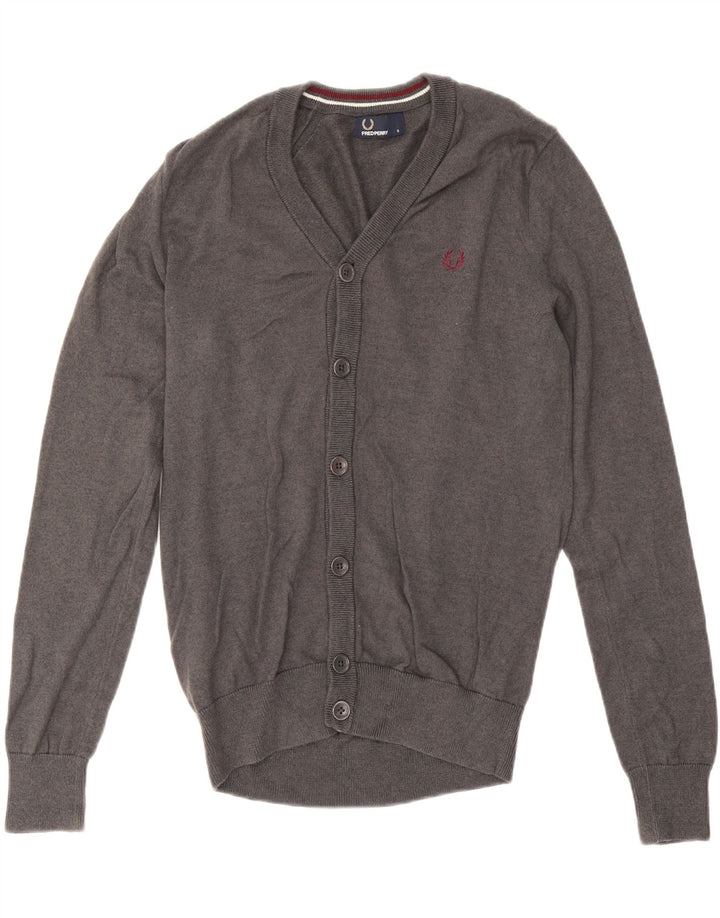 Maglione cardigan da uomo Fred Perry piccolo in lana grigia