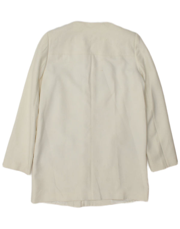 Giacca blazer lunga da donna Zara UK 14 poliestere bianco medio