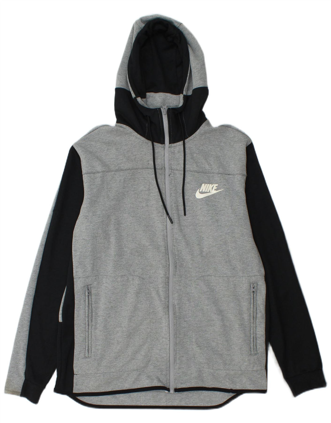 NIKE Felpa con cappuccio e zip da uomo in cotone color block grigio medio