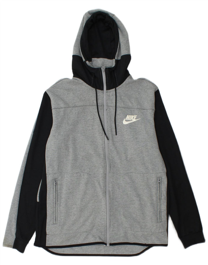 NIKE Felpa con cappuccio e zip da uomo in cotone color block grigio medio