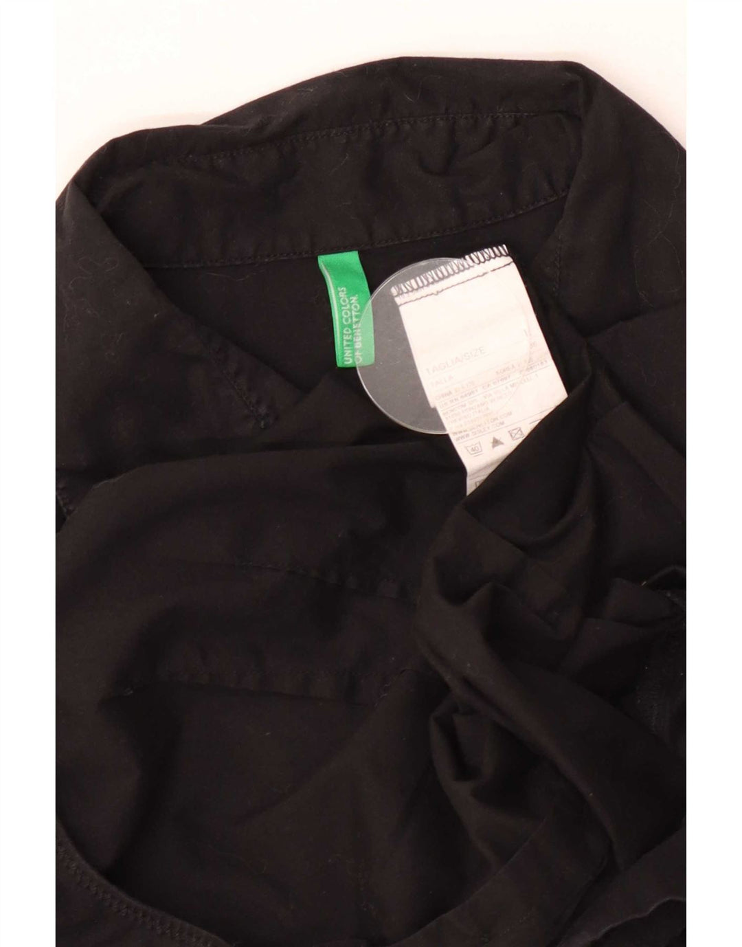 Benetton Camicia Body da Donna UK 14 Large Nero Cotone