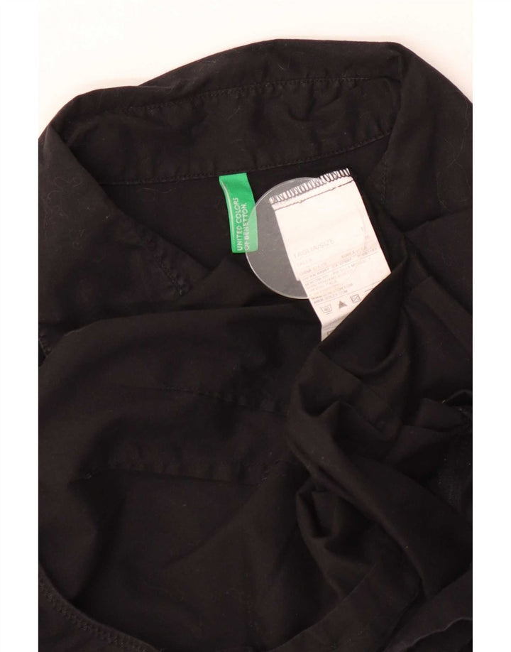 Benetton Camicia Body da Donna UK 14 Large Nero Cotone